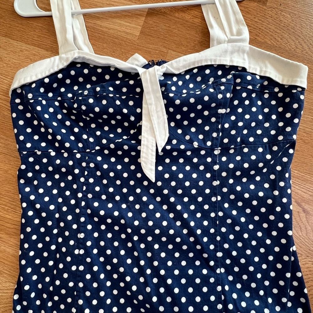 Torrid Navy and White Polka Dot Top